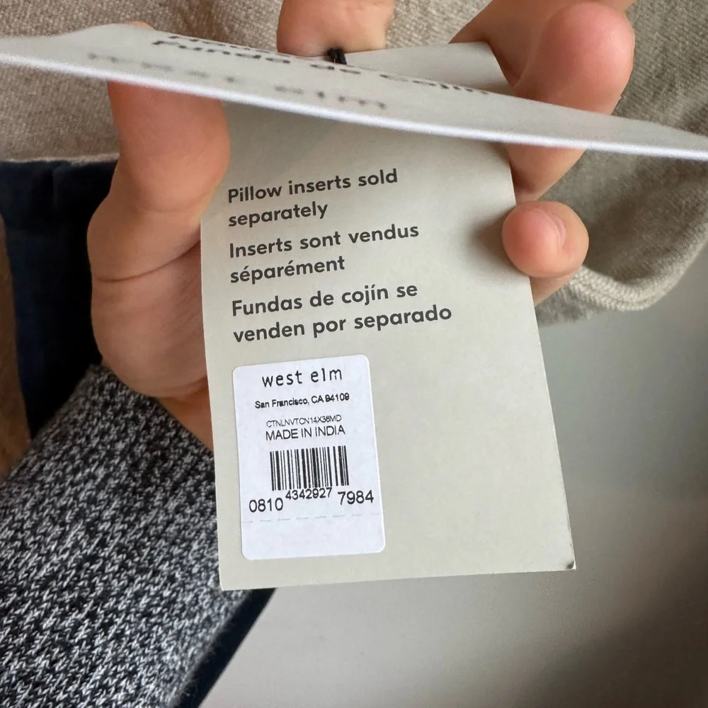 2 NWT West Elm velvet cream and navy Pillow Covers